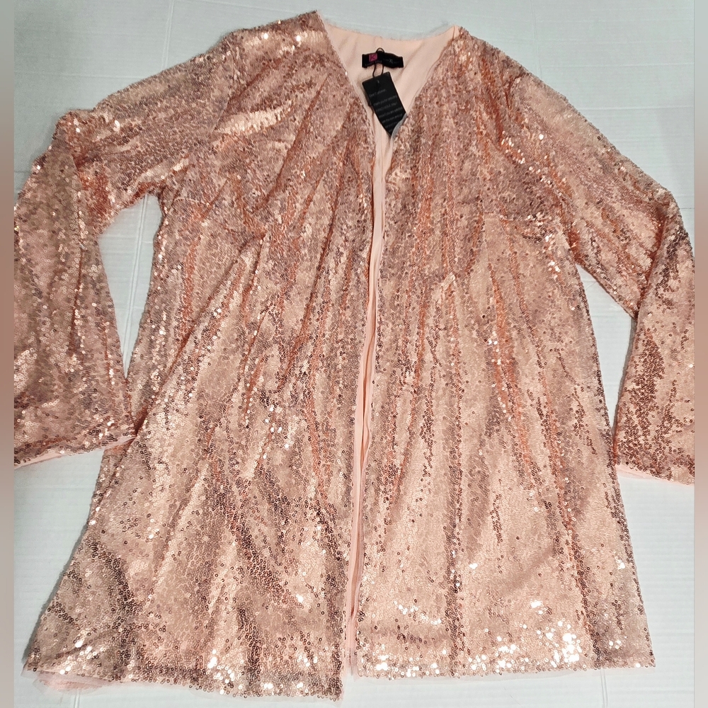 Women’s Sequin Open Front Blazer Jacket Sparkly Glitter Long Sleeve XL NWT - Picture 2 of 9